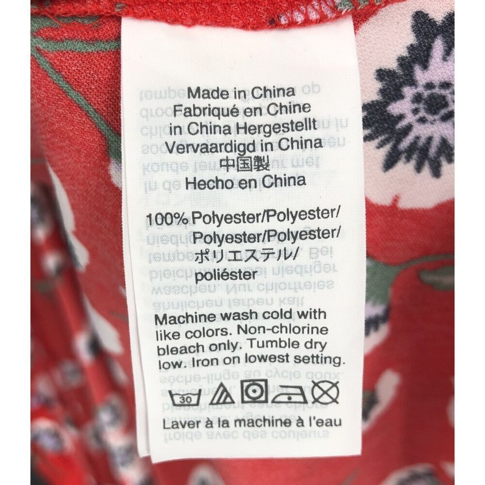 J.Crew Red Floral Printed Wrap Dress Womens 4 Short Sleeve V-Neck Office Church - Picture 6 of 9